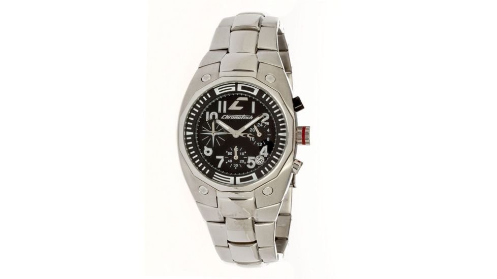 Chronotech Active Boy 7085  Watch - Chrome Band, Black Face Ct.7085m/02m