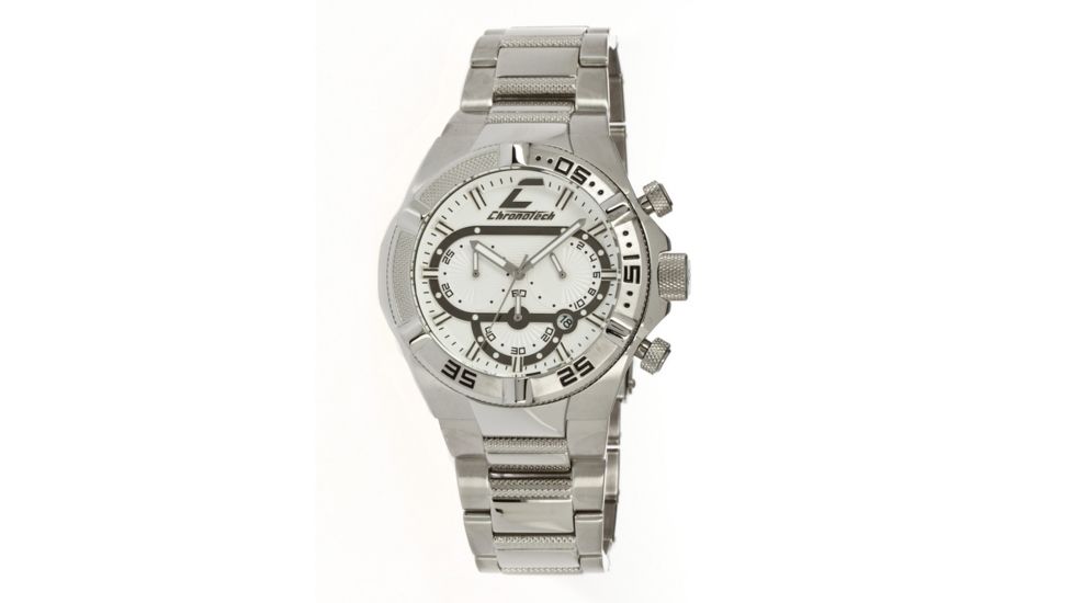 Chronotech Active Metal Gear 7141  Watch - Stainless Steel Band, White Face Ct.7141m/06m