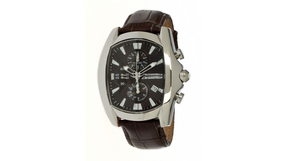 Chronotech Prisma First 7106  Watch - Brown Band, Silver/Black Face Ct.7106m/05