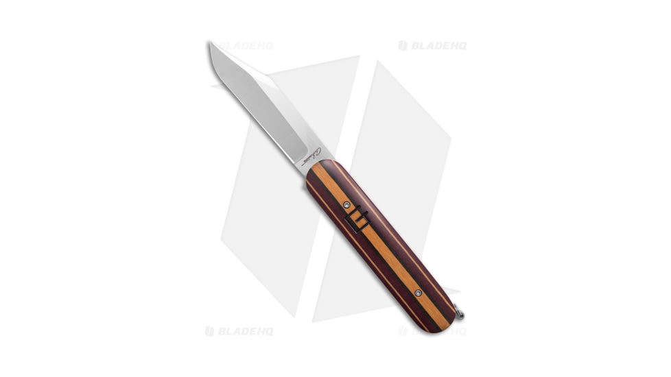 Chuck Gedraitis Knives Swiss Army Switchblade Automatic Folding Knife, 3.25in, CPM 154, Clip Point Blade, Richlite, Brown/Purple Handle, Brown/Purple/Gray, 7.25 inch, BHQ-185464