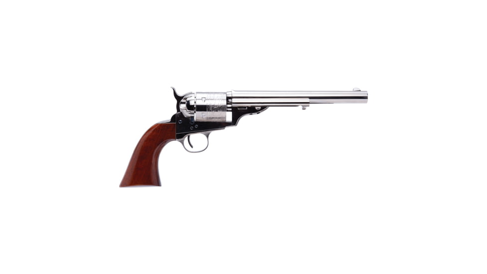 Cimarron Arms 1872 Open Top Army Revolver, .45 Long Colt, 7.5in Barrel, Fixed, Nickel Frame, Wood Grip, 6 Round Cylinder, CA916N00