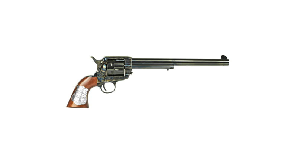 Cimarron Arms WYATT EARP Revolver with Shield, .45 Long Colt, 10in Barrel, Old Model, Fixed, Case Colored/Hardened Frame, Wood Grip, 6 Round Cylinder, PP558