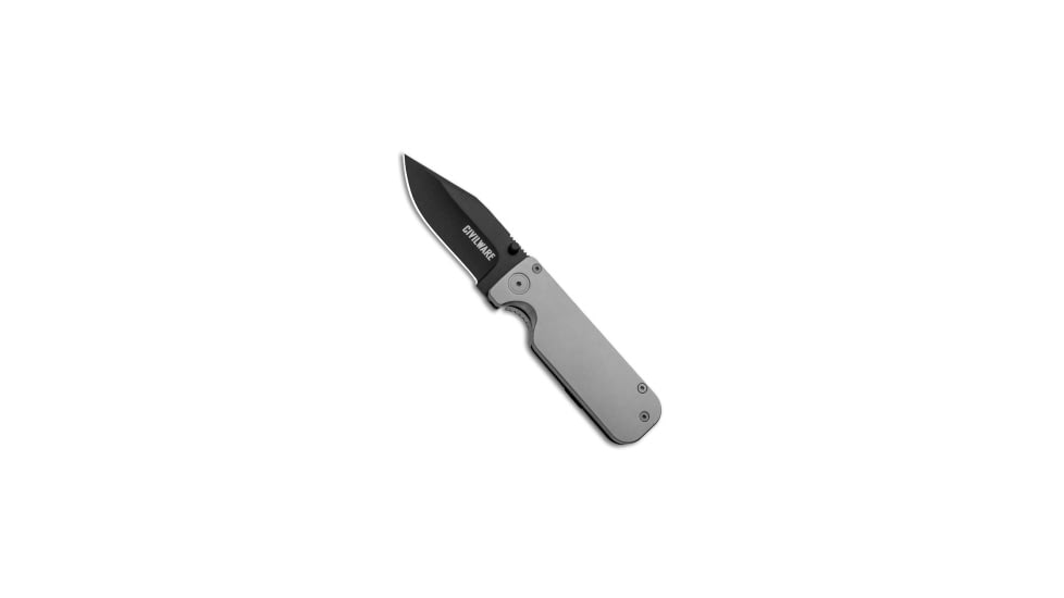 Civilware Civilware Clipper Folding Knife, 2.875in, 154CM, Clip Point Blade, Titanium, Gray Handle, Gray/Black, 6.625 inch, BHQ-91926