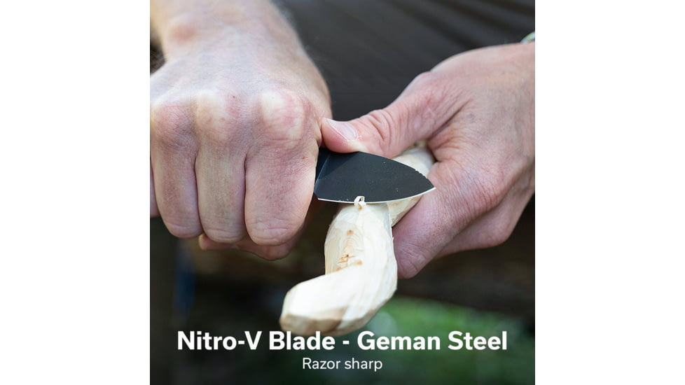 CIVIVI Baby Banter Fixed Blade Knife, 2.39 in, Nitro-V Steel Black Stonewashed Blade, Drop Point Blade, G10 Black/Blue Handle, C23045-1