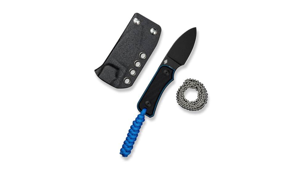 CIVIVI Baby Banter Fixed Blade Knife, 2.39 in, Nitro-V Steel Black Stonewashed Blade, Drop Point Blade, G10 Black/Blue Handle, C23045-1