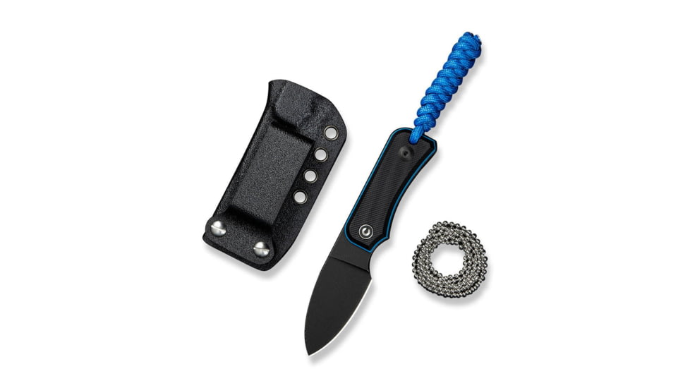 CIVIVI Baby Banter Fixed Blade Knife, 2.39 in, Nitro-V Steel Black Stonewashed Blade, Drop Point Blade, G10 Black/Blue Handle, C23045-1