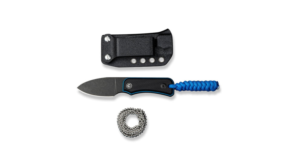 CIVIVI Baby Banter Fixed Blade Knife, 2.39 in, Nitro-V Steel Black Stonewashed Blade, Drop Point Blade, G10 Black/Blue Handle, C23045-1