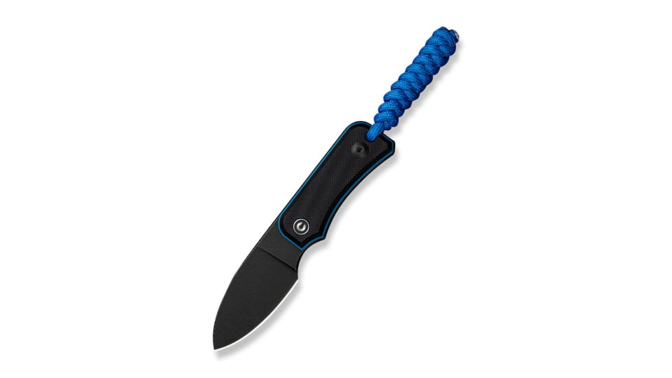 CIVIVI Baby Banter Fixed Blade Knife, 2.39 in, Nitro-V Steel Black Stonewashed Blade, Drop Point Blade, G10 Black/Blue Handle, C23045-1