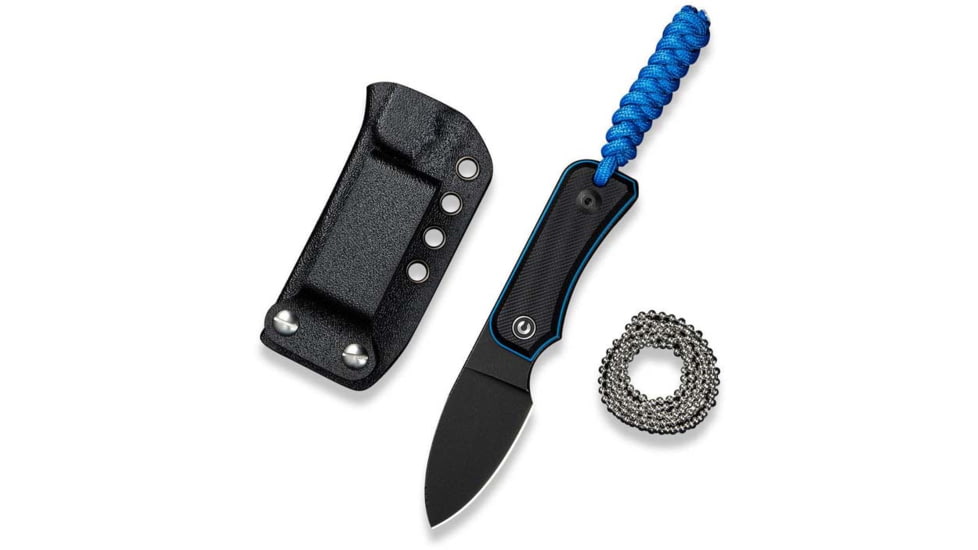 CIVIVI Baby Banter Fixed Blade Knife, 2.39 in, Nitro-V Steel Black Stonewashed Blade, Drop Point Blade, G10 Black/Blue Handle, C23045-1
