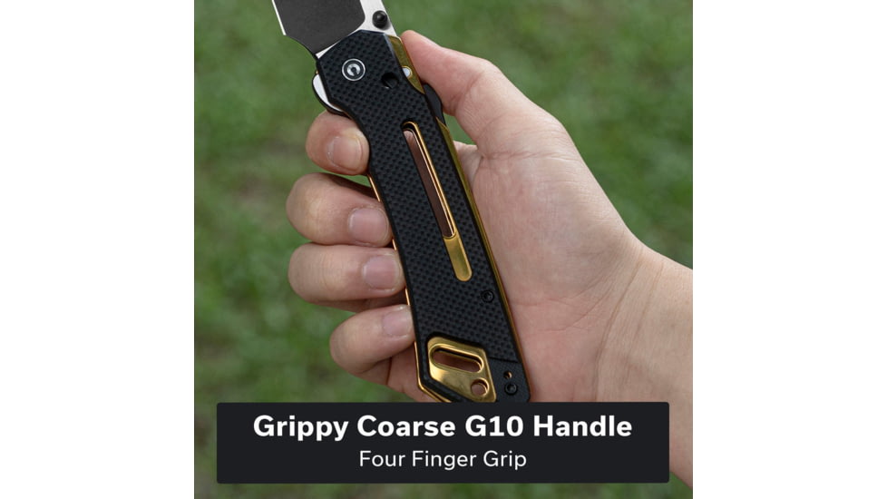 CIVIVI Buster Fg Thumb Stud &amp; Superlock Knife Black Coarse G10 Handle 4.2inch Black Stonewashed Nitro-v Blade, Satin Flat - C24052-1