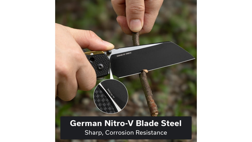 CIVIVI Buster Fg Thumb Stud &amp; Superlock Knife Black Coarse G10 Handle 4.2inch Black Stonewashed Nitro-v Blade, Satin Flat - C24052-1