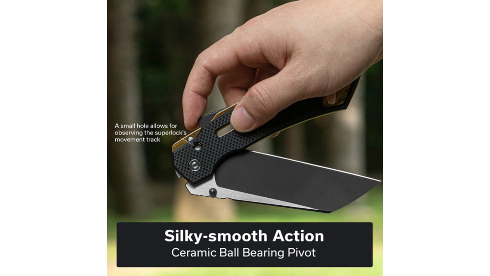 CIVIVI Buster Fg Thumb Stud &amp; Superlock Knife Black Coarse G10 Handle 4.2inch Black Stonewashed Nitro-v Blade, Satin Flat - C24052-1