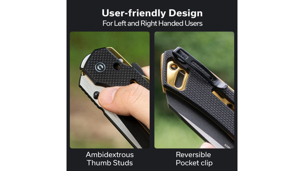 CIVIVI Buster Fg Thumb Stud &amp; Superlock Knife Black Coarse G10 Handle 4.2inch Black Stonewashed Nitro-v Blade, Satin Flat - C24052-1