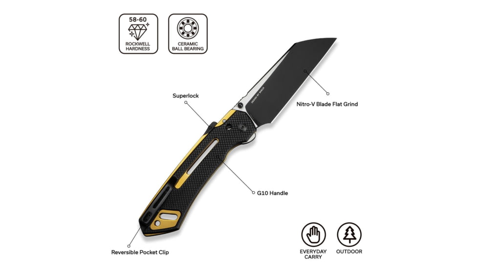 CIVIVI Buster Fg Thumb Stud &amp; Superlock Knife Black Coarse G10 Handle 4.2inch Black Stonewashed Nitro-v Blade, Satin Flat - C24052-1