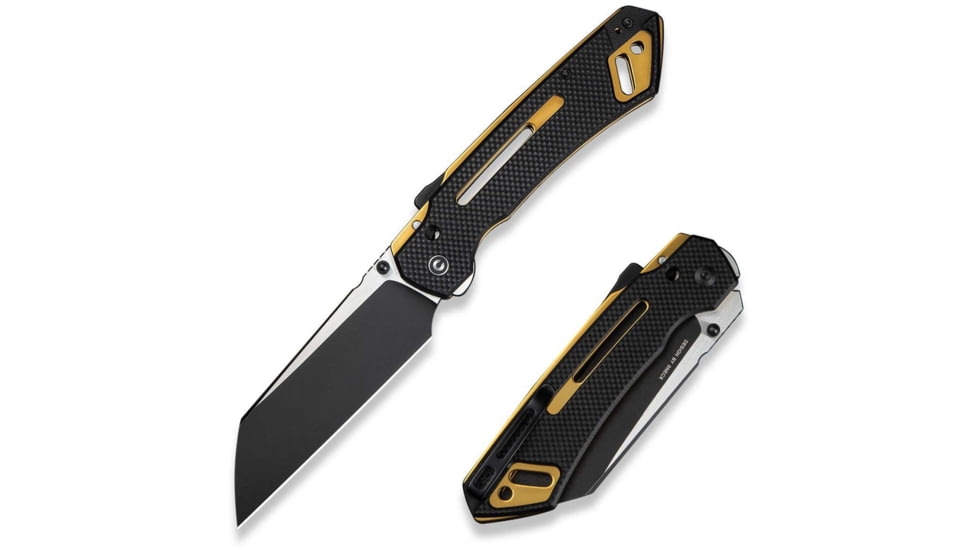 CIVIVI Buster Fg Thumb Stud &amp; Superlock Knife Black Coarse G10 Handle 4.2inch Black Stonewashed Nitro-v Blade, Satin Flat - C24052-1