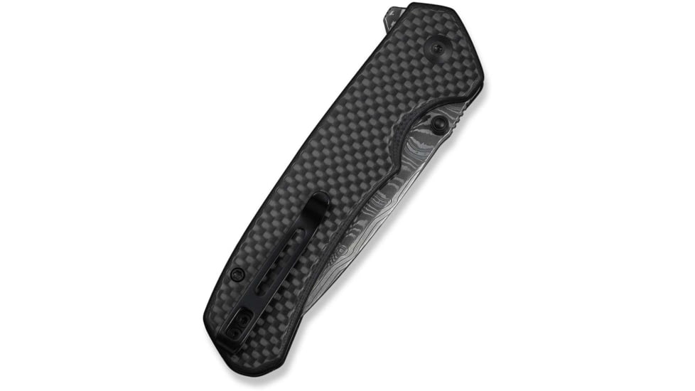 CIVIVI Button Lock Brazen Flipper &amp; Thumb Stud Knife Twill Carbon Fiber Overlay On Black G10 Handle 3.46inch Damascus Blade