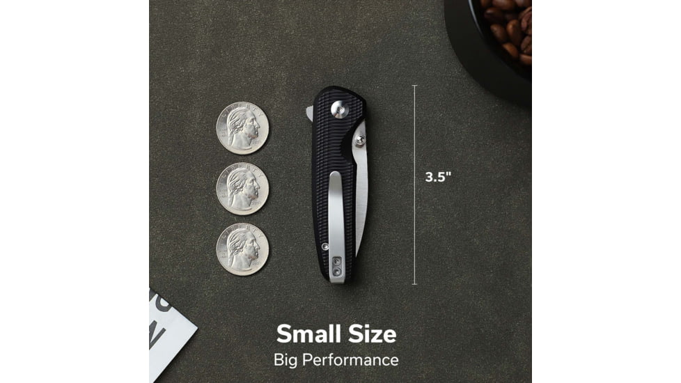 CIVIVI Mini Shakan Flipper &amp; Thumb Stud &amp; Button Lock Knife Ripple Patterned Black Aluminum Handle 2.48inch Satin Finished Nitro-v Blade