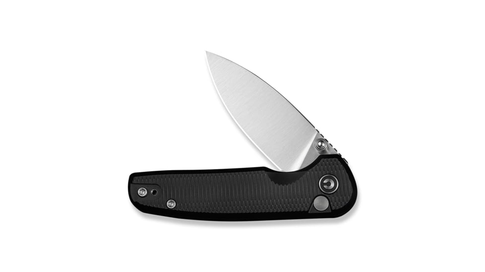 CIVIVI Mini Shakan Flipper &amp; Thumb Stud &amp; Button Lock Knife Ripple Patterned Black Aluminum Handle 2.48inch Satin Finished Nitro-v Blade