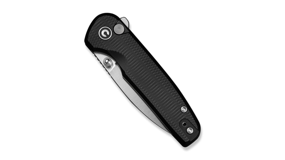 CIVIVI Mini Shakan Flipper &amp; Thumb Stud &amp; Button Lock Knife Ripple Patterned Black Aluminum Handle 2.48inch Satin Finished Nitro-v Blade