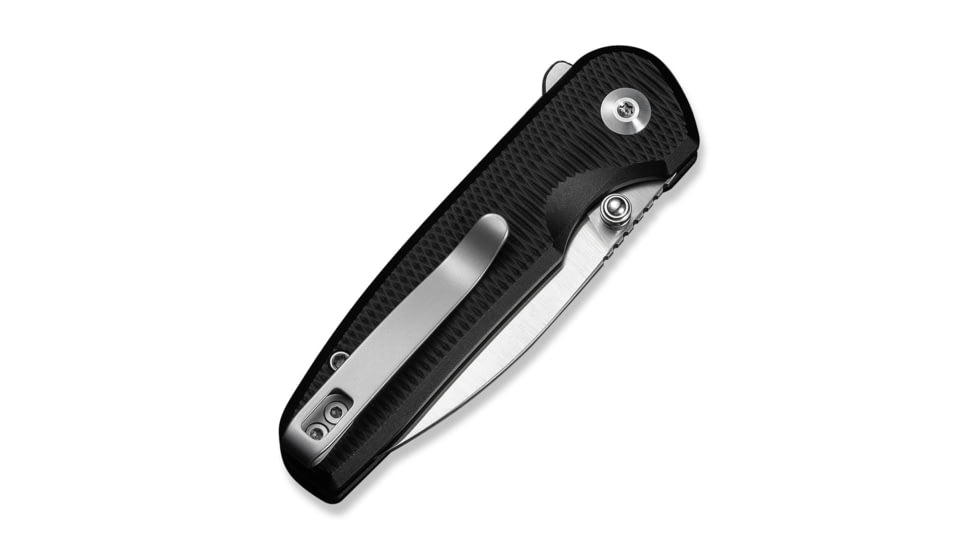 CIVIVI Mini Shakan Flipper &amp; Thumb Stud &amp; Button Lock Knife Ripple Patterned Black Aluminum Handle 2.48inch Satin Finished Nitro-v Blade