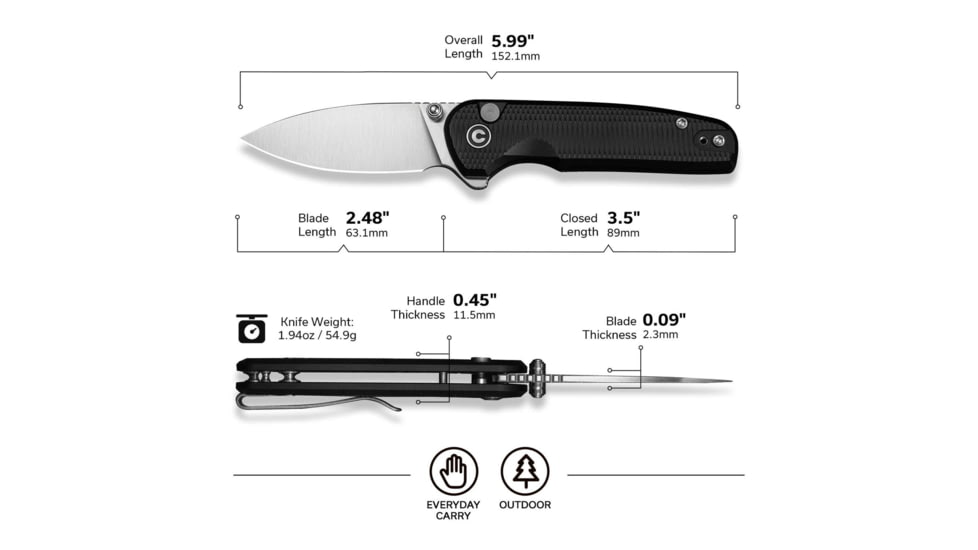 CIVIVI Mini Shakan Flipper &amp; Thumb Stud &amp; Button Lock Knife Ripple Patterned Black Aluminum Handle 2.48inch Satin Finished Nitro-v Blade