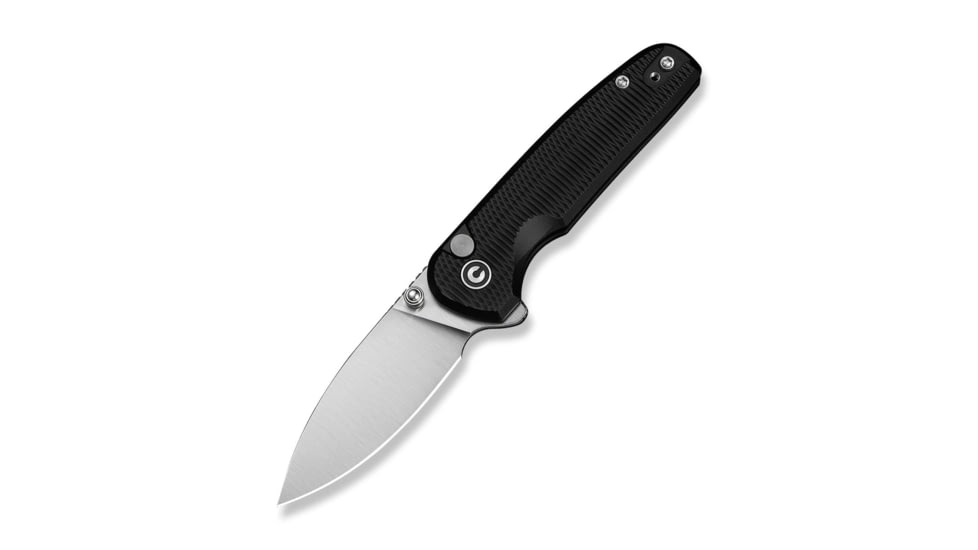 CIVIVI Mini Shakan Flipper &amp; Thumb Stud &amp; Button Lock Knife Ripple Patterned Black Aluminum Handle 2.48inch Satin Finished Nitro-v Blade