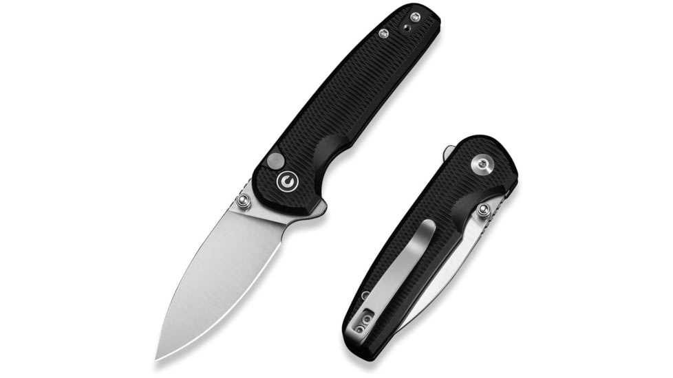 CIVIVI Mini Shakan Folding Knife, 2.48 in, Nitro V Steel, Drop Point Blade, Black Aluminum Handle, C20052F-1