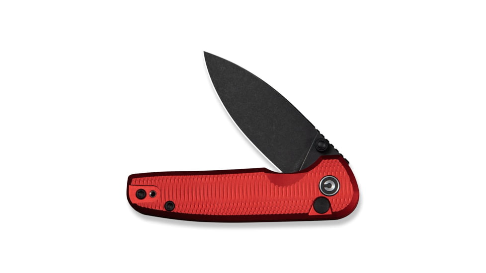 CIVIVI Mini Shakan Flipper &amp; Thumb Stud &amp; Button Lock Knife Ripple Patterned Red Aluminum Handle 2.48inch Black Stonewashed Nitro-v Blade