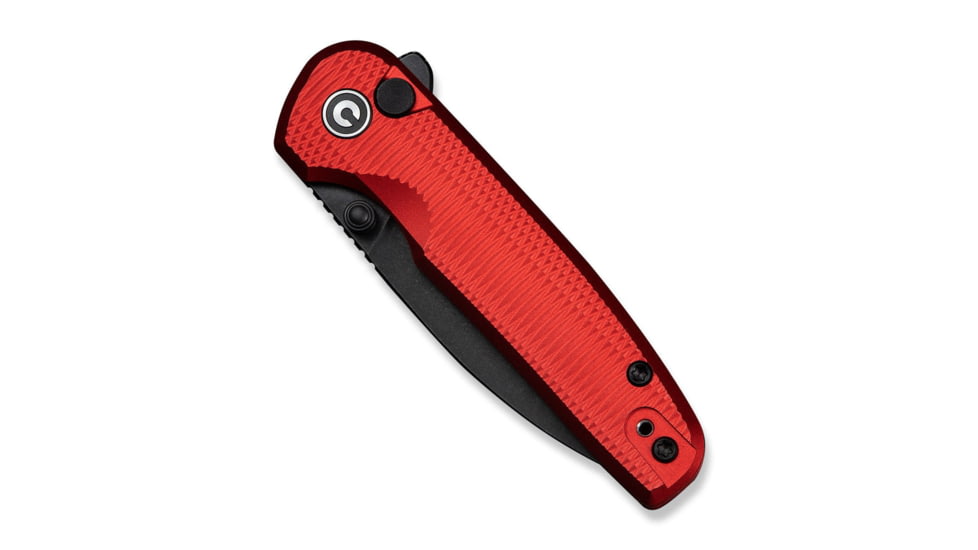 CIVIVI Mini Shakan Flipper &amp; Thumb Stud &amp; Button Lock Knife Ripple Patterned Red Aluminum Handle 2.48inch Black Stonewashed Nitro-v Blade