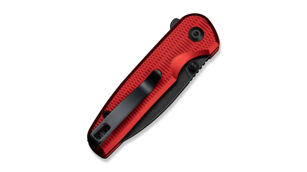 CIVIVI Mini Shakan Flipper &amp; Thumb Stud &amp; Button Lock Knife Ripple Patterned Red Aluminum Handle 2.48inch Black Stonewashed Nitro-v Blade