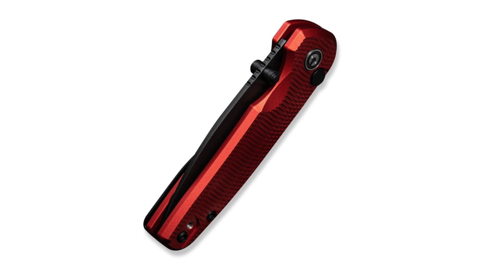 CIVIVI Mini Shakan Flipper &amp; Thumb Stud &amp; Button Lock Knife Ripple Patterned Red Aluminum Handle 2.48inch Black Stonewashed Nitro-v Blade