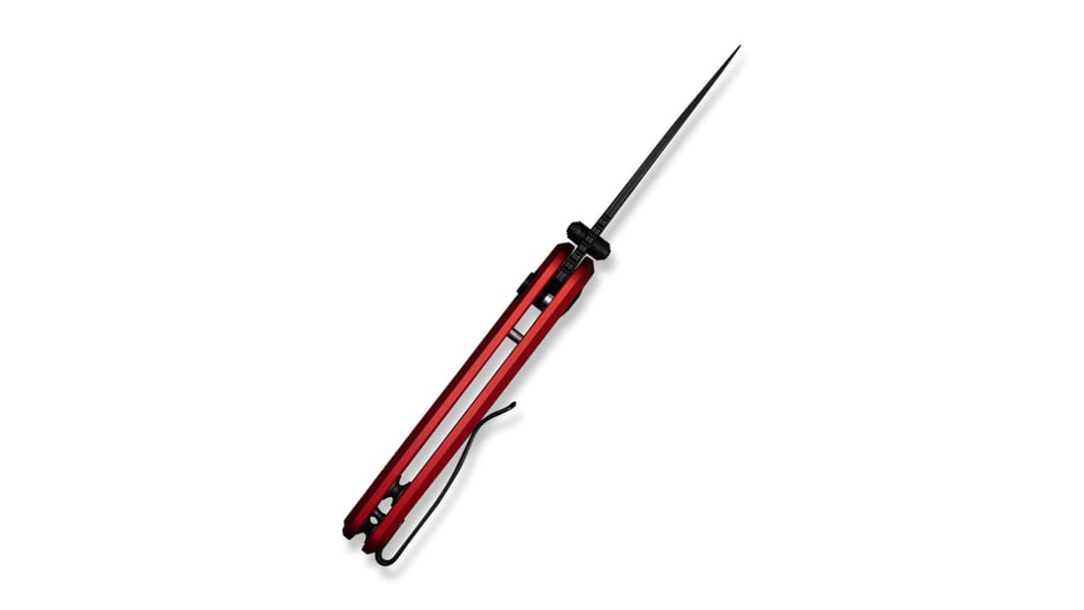 CIVIVI Mini Shakan Flipper &amp; Thumb Stud &amp; Button Lock Knife Ripple Patterned Red Aluminum Handle 2.48inch Black Stonewashed Nitro-v Blade