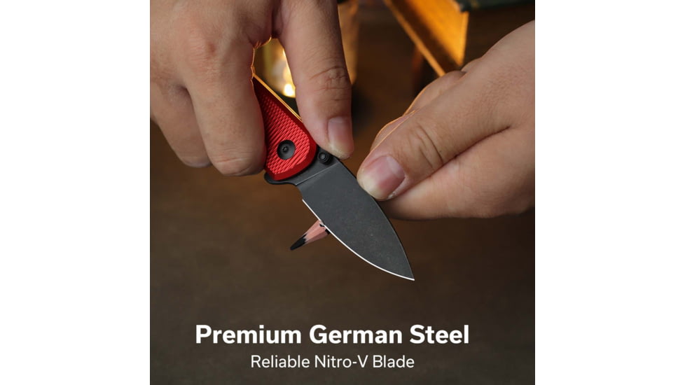 CIVIVI Mini Shakan Flipper &amp; Thumb Stud &amp; Button Lock Knife Ripple Patterned Red Aluminum Handle 2.48inch Black Stonewashed Nitro-v Blade