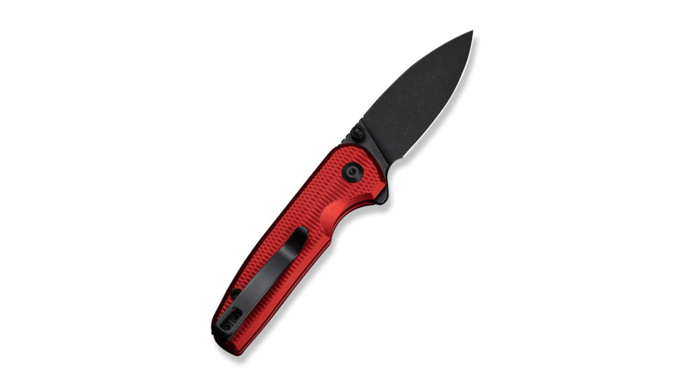 CIVIVI Mini Shakan Flipper &amp; Thumb Stud &amp; Button Lock Knife Ripple Patterned Red Aluminum Handle 2.48inch Black Stonewashed Nitro-v Blade