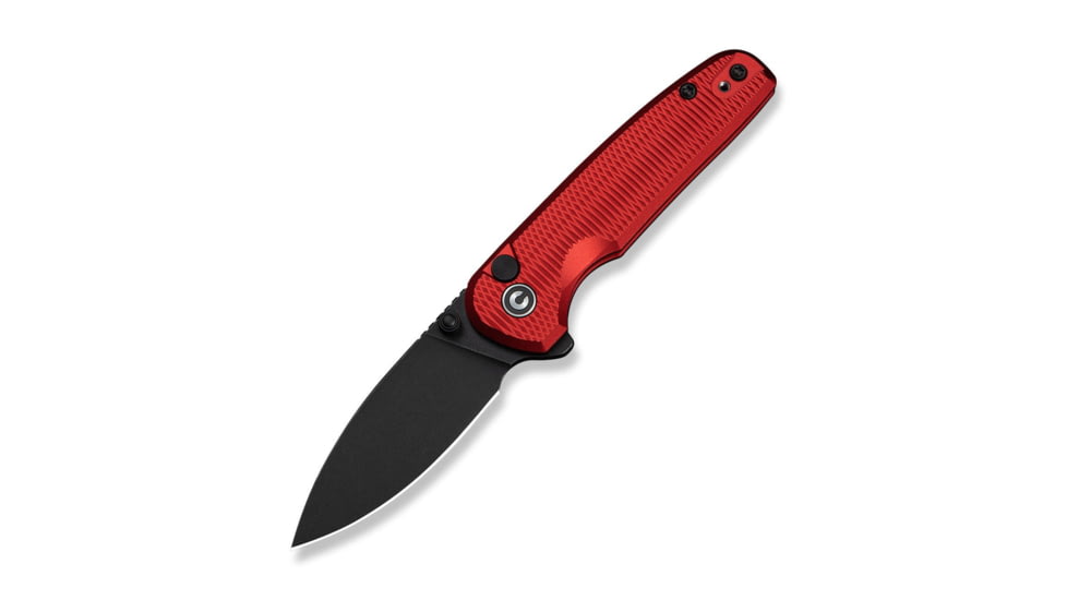 CIVIVI Mini Shakan Flipper &amp; Thumb Stud &amp; Button Lock Knife Ripple Patterned Red Aluminum Handle 2.48inch Black Stonewashed Nitro-v Blade