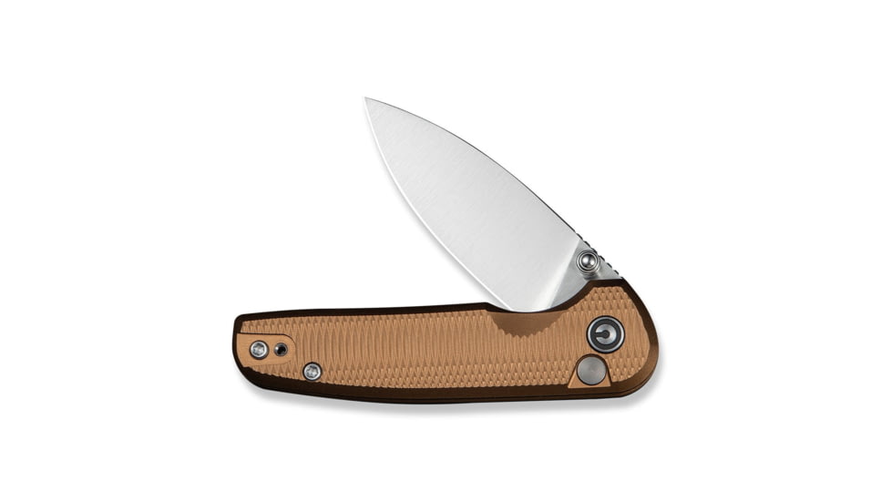CIVIVI Mini Shakan Flipper &amp; Thumb Stud &amp; Button Lock Knife Ripple Patterned Coyote Brown Aluminum Handle 2.48inch Satin Finished Nitro-v Blade