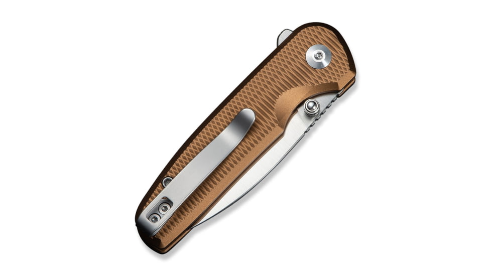 CIVIVI Mini Shakan Flipper &amp; Thumb Stud &amp; Button Lock Knife Ripple Patterned Coyote Brown Aluminum Handle 2.48inch Satin Finished Nitro-v Blade