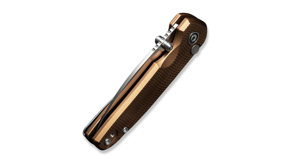CIVIVI Mini Shakan Flipper &amp; Thumb Stud &amp; Button Lock Knife Ripple Patterned Coyote Brown Aluminum Handle 2.48inch Satin Finished Nitro-v Blade