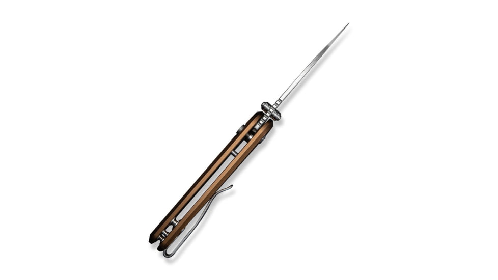 CIVIVI Mini Shakan Flipper &amp; Thumb Stud &amp; Button Lock Knife Ripple Patterned Coyote Brown Aluminum Handle 2.48inch Satin Finished Nitro-v Blade