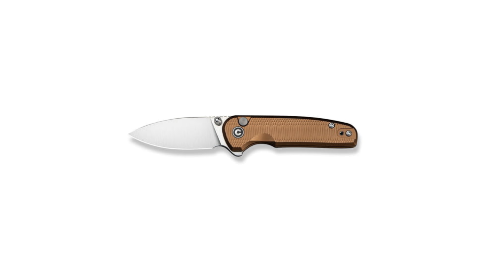 CIVIVI Mini Shakan Flipper &amp; Thumb Stud &amp; Button Lock Knife Ripple Patterned Coyote Brown Aluminum Handle 2.48inch Satin Finished Nitro-v Blade