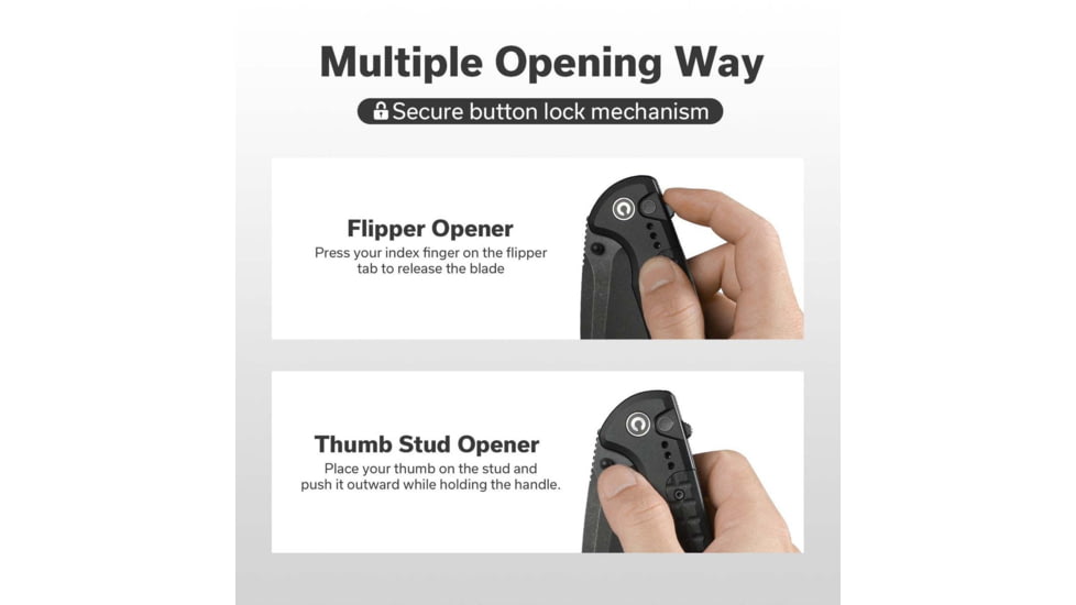 CIVIVI Sentinel Strike Ii Flipper &amp; Thumb Stud &amp; Button Lock Knife Black Aluminum Handle With Black Frn Integral Spacer