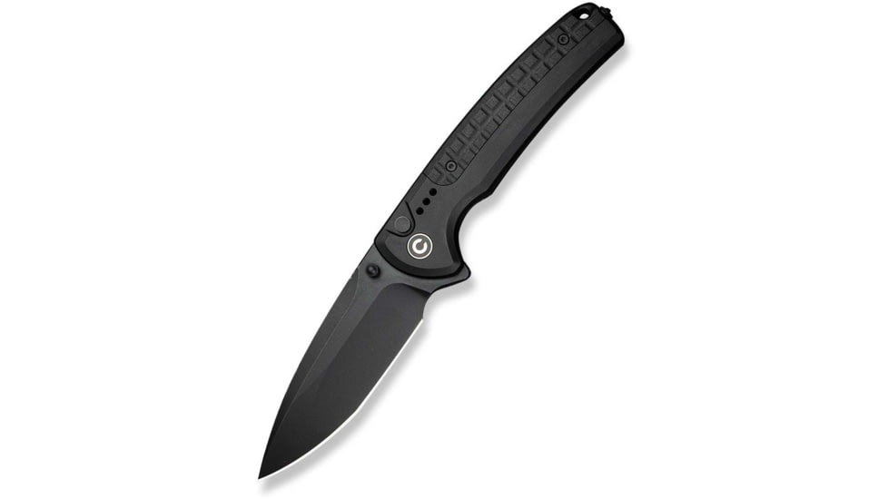 CIVIVI Sentinel Strike Ii Flipper &amp; Thumb Stud &amp; Button Lock Knife Black Aluminum Handle With Black Frn Integral Spacer