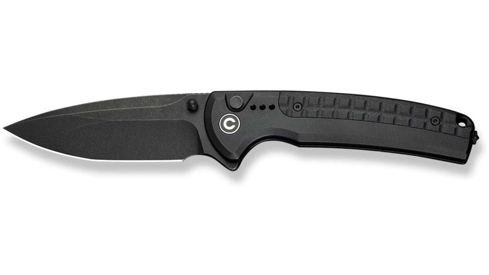CIVIVI Sentinel Strike Ii Flipper &amp; Thumb Stud &amp; Button Lock Knife Black Aluminum Handle With Black Frn Integral Spacer