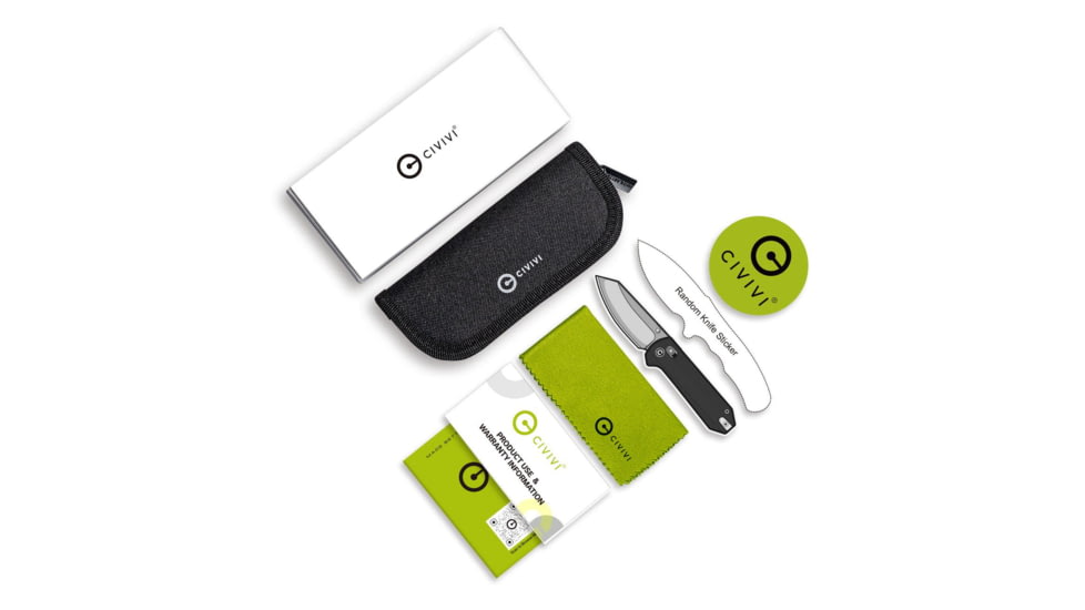 CIVIVI Thumb Stud &amp; Crossbar Lock Knife Black Burlap Micarta Handle 2.88inch Black Stonewashed 14c28n Blade