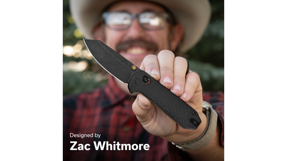 CIVIVI Thumb Stud &amp; Crossbar Lock Knife Black Burlap Micarta Handle 2.88inch Black Stonewashed 14c28n Blade