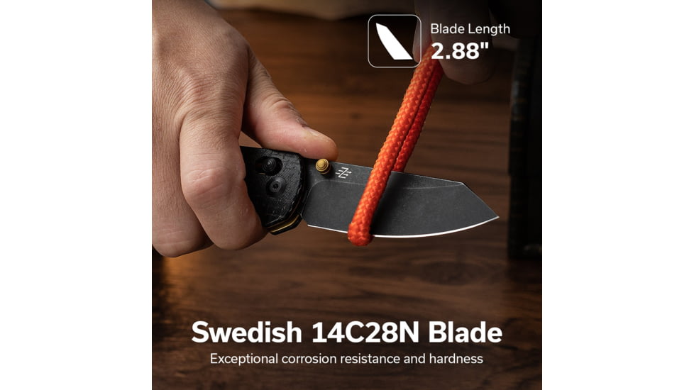 CIVIVI Thumb Stud &amp; Crossbar Lock Knife Black Burlap Micarta Handle 2.88inch Black Stonewashed 14c28n Blade