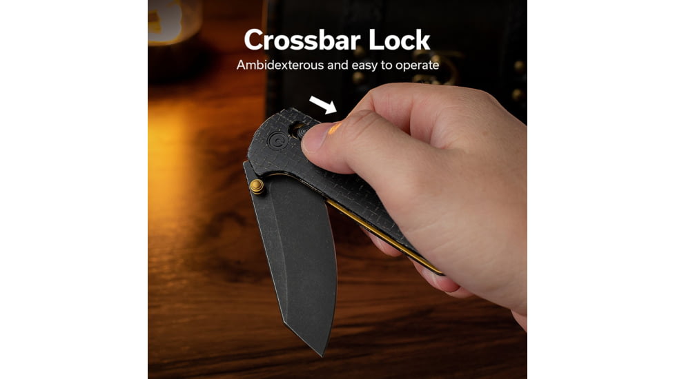 CIVIVI Thumb Stud &amp; Crossbar Lock Knife Black Burlap Micarta Handle 2.88inch Black Stonewashed 14c28n Blade