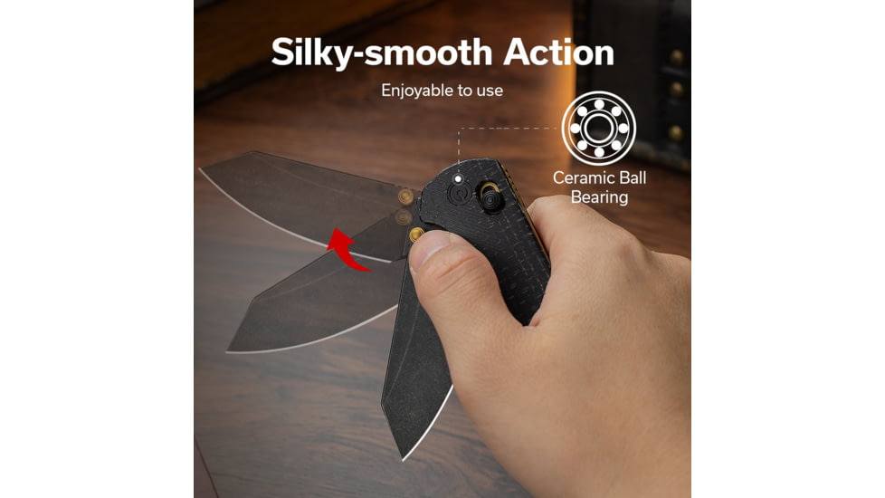 CIVIVI Thumb Stud &amp; Crossbar Lock Knife Black Burlap Micarta Handle 2.88inch Black Stonewashed 14c28n Blade