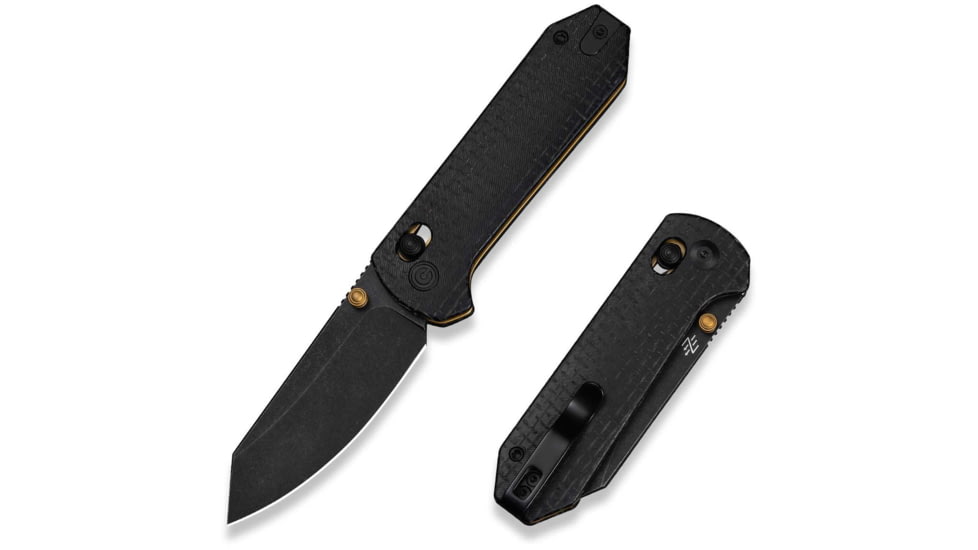 CIVIVI Thumb Stud &amp; Crossbar Lock Knife Black Burlap Micarta Handle 2.88inch Black Stonewashed 14c28n Blade