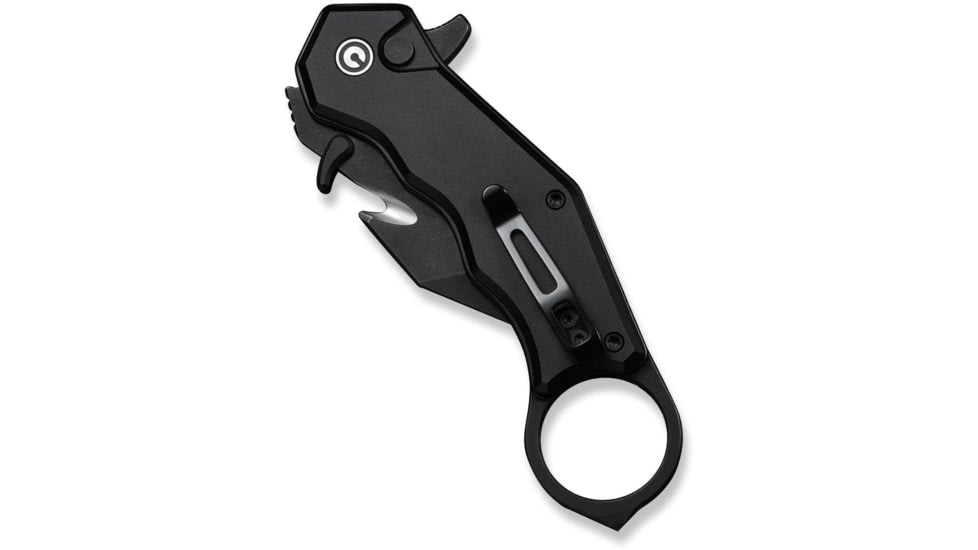 CIVIVI Amaroq Flipper &amp; Thumb Stud &amp; Button Lock Knife Black Aluminum Handle 2.11inch Black Stonewashed Nitro-v Blade